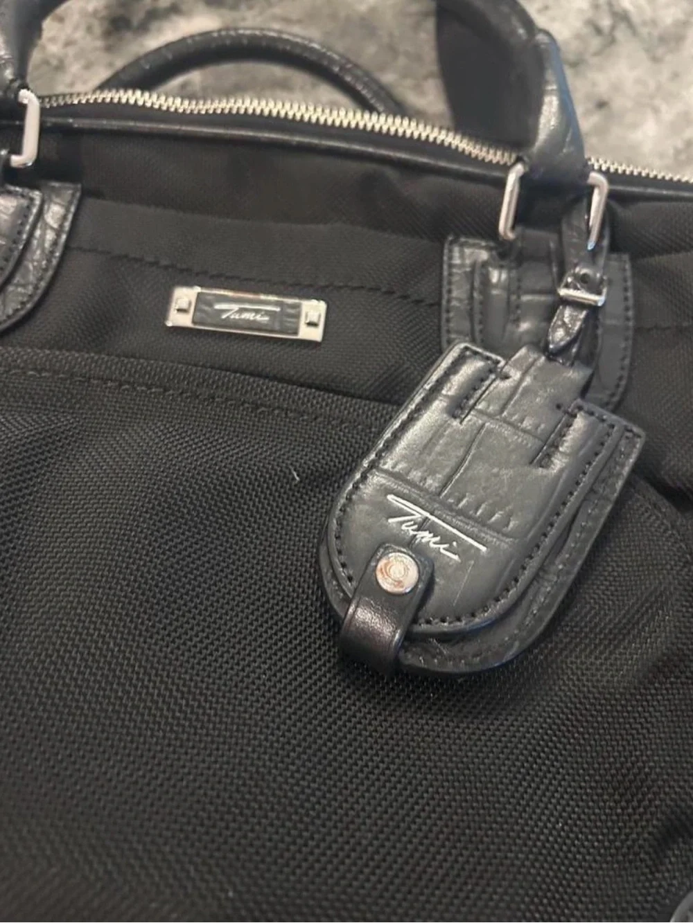 Tumi Black Nylon Laptop Bag with Leather Accents